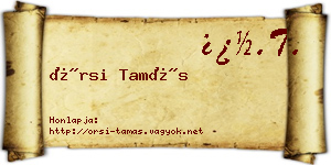Örsi Tamás névjegykártya